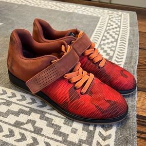 NoBull Fire Camo Red Leather Lifters Weight Lifting Shoes
